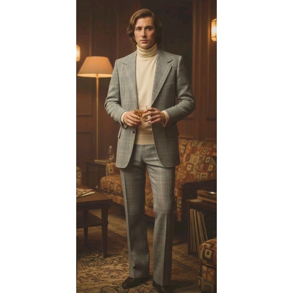 Vintage Haspel Suit 40R 70s‎ 80s Plaid Jacket Pants 32x31 Retro Disco GQ